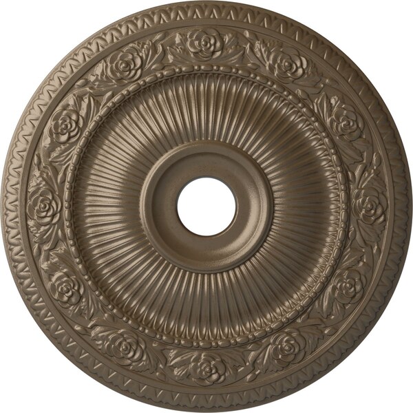 Ekena Millwork Logan Ceiling Medallion (Fits Canopies up to 6 1/8"), 24 1/4"OD x 3 7/8"ID x 2"P, Warm Silver CM24LO1WSS - main